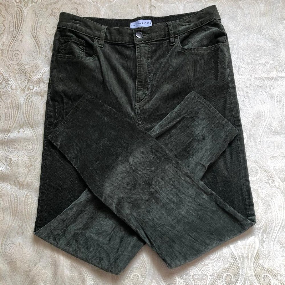 LOFT, Olive Green/Sage Green, Hi-Rise, tapered ankle, Corduroy, Pants, Size 29/8
